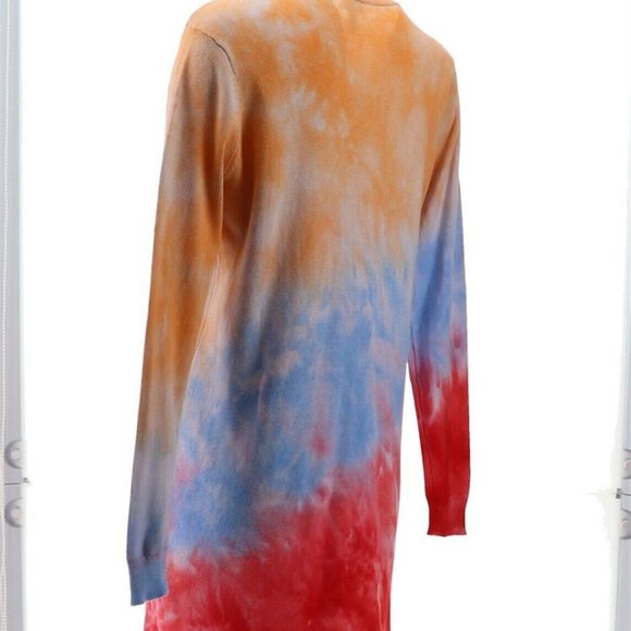 NWT LOGO LORI GOLDSTEIN HAND TIE-DYE BUTTON CARDIGAN SWEATER VIOLET COMBO XXS - Picture 4 of 9